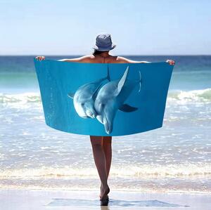 Modrá plážová osuška s delfíny Šířka: 100 cm | Délka: 180 cm