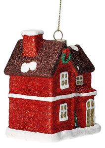 Vánoční ozdoba EVI RED červený domeček 802220