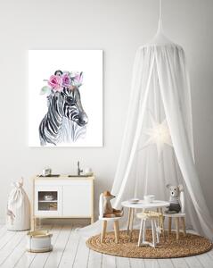 Dětský obraz - Zebra s květinami 50 x 40 cm