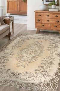 Ručně tkaný vlněný koberec Vintage 10313 ornament / květiny, béžový / zelený