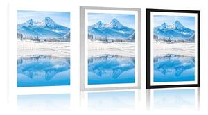 Plakát s paspartou zasněžená krajina v Alpách