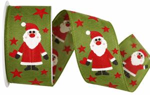 Stuhy vánoční WITTY SANTA GREEN zelená 40mm x 2m (12,50Kč/m)