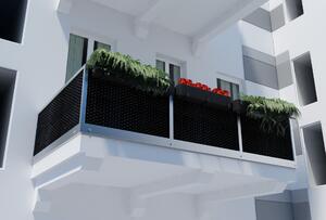 Balkonová ratanová zástěna s očky LATVIA, šedá/černá, výška 90 cm šířka různé rozměry 750 g/m2 MyBestHome Rozměr: 90x200 cm
