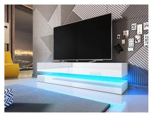 Televizní skříňka s LED osvětlením ALLYSA - lesklá bílá