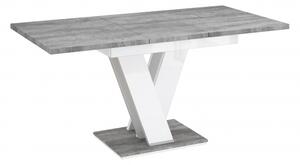 Rozkládací jídelní stůl MAEL - beton / bílá lesklá