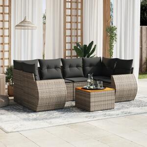 7dílná zahradní sedací souprava s poduškami šedá polyratan 3224905