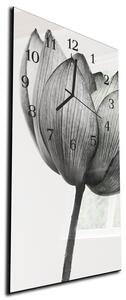 Nástěnné hodiny černobílý květ tulipán 30x60cm - plexi