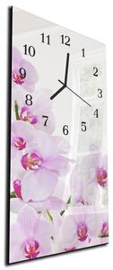 Nástěnné hodiny jemně růžová orchidej 30x60cm - plexi