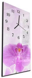 Nástěnné hodiny květ orchidej lila 30x60cm - plexi