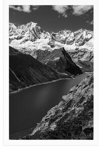 Plakát národní park Patagonie v Argentině v černobílém provedení