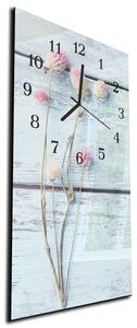 Nástěnné hodiny luční květ na dřevě 30x60cm - plexi