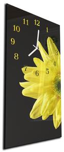 Nástěnné hodiny květ žlutá gerbera 30x60cm - plexi