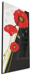 Nástěnné hodiny malované květy vlčí máky 30x60cm - plexi