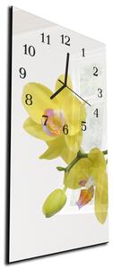 Nástěnné hodiny květ žlutá orchidej 30x60cm - plexi