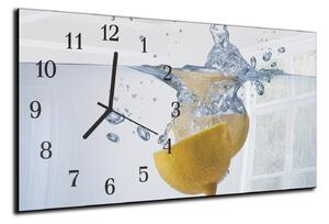 Nástěnné hodiny ovoce citron ve vodě 30x60cm - plexi