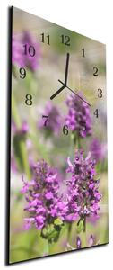 Nástěnné hodiny fialový luční květ 30x60cm - plexi
