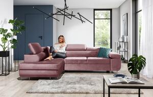Moderní Rohová sedací souprava Annabelle do obývacího pokoje Růžová Strana levá
