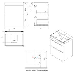 Sapho, SITIA umyvadlová skříňka 56,4x70x43,4cm, 2x zásuvka, bílá matná, SI060-3131