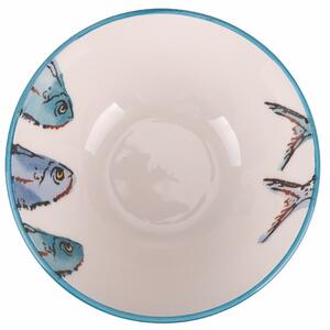 VILLA D’ESTE HOME TIVOLI Sada designových misek Paranza 6 kusů, keramika, bílá/modrá, dekor ryby, 15 cm
