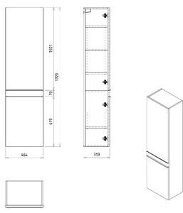 Sapho SITIA skříňka vysoká 46,7x172x32cm, 2x dvířka, levá/pravá, borovice rustik