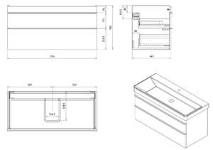 Sapho SITIA umyvadlová skříňka 101,4x50x44,2cm, 2xzásuvka, bílá mat