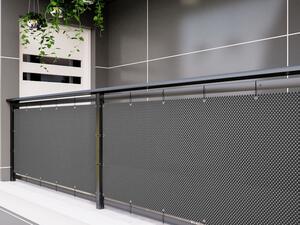 Balkonová ratanová zástěna s očky PORI, černá/šedá , výška 100 cm šířka různé rozměry 900 g/m2 MyBestHome Rozměr: 100x100 cm
