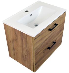 Koupelnová skříňka s keramickým umyvadlem Agria GO 60 - zlatý dub