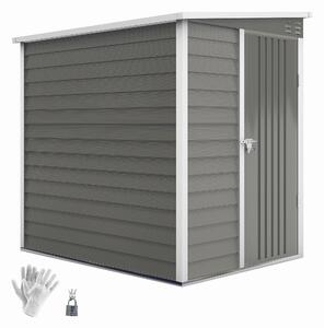 Outsunny Kovový Kůlna na Nástroje 2,3m² 142x184x181cm Skladovací Kůlna s Základem, Pultová Střecha, Okno, Zámková Dveře, Rukavice, Voděodolná Zahradní