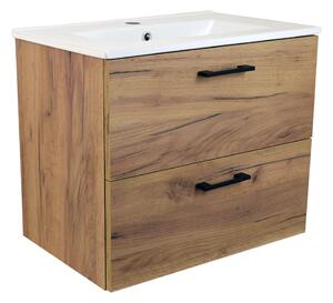 Koupelnová skříňka s keramickým umyvadlem Agria GO 60 - zlatý dub