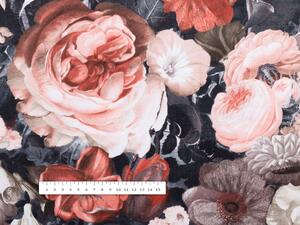 Biante Sametový povlak na polštář s lemem Tamara TMR-018 Červené květy 30 x 50 cm