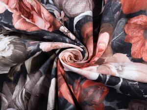 Biante Sametový povlak na polštář s lemem Tamara TMR-018 Červené květy 30 x 50 cm