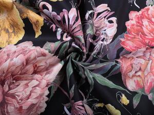 Biante Sametový povlak na polštář Tamara TMR-019 Zahradní květy na černém 30 x 50 cm