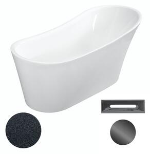 Besco Akrylátová volně stojící vana Calima Glam G 170x74 Barva: Bílá/grafit, Rozměry (cm): 170x74, Typ a barva výpustě: Click-Clack s přepadem, grafit