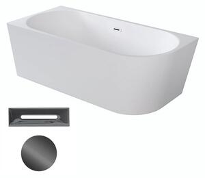 Besco Akrylátová volně stojící rohová vana Zoya 150x75 (170x80) bílá Rozměry (cm): 170x80, Typ a barva výpustě: Click-Clack s přepadem, grafit, Orientace: Levá