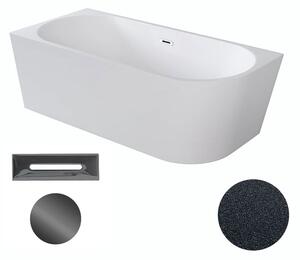 Besco Akrylátová volně stojící rohová vana Zoya Glam G 150x75 (170x80) bílá/grafit Rozměry (cm): 170x80, Typ a barva výpustě: Click-Clack s přepadem, grafit, Orientace: Levá