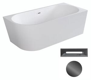 Besco Akrylátová volně stojící rohová vana Zoya 150x75 (170x80) bílá Rozměry (cm): 150x75, Typ a barva výpustě: Click-Clack s přepadem, grafit, Orientace: Pravá