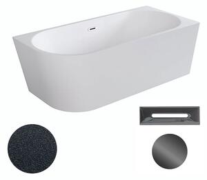 Besco Akrylátová volně stojící rohová vana Zoya Glam G 150x75 (170x80) bílá/grafit Rozměry (cm): 170x80, Typ a barva výpustě: Click-Clack s přepadem, grafit, Orientace: Pravá
