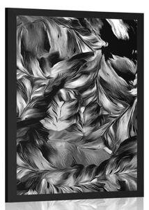 Plakát retro tahy květin v černobílém provedení
