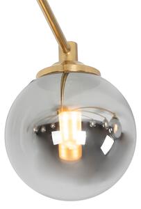 Moderní stropní lampa zlatá 8 světel s kouřovým sklem - Atény