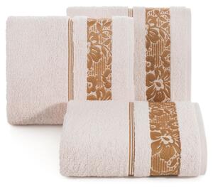 Bavlněný froté ručník s bordurou VIKI 50x90 cm, světle růžová/hnědá, 500 gr Mybesthome