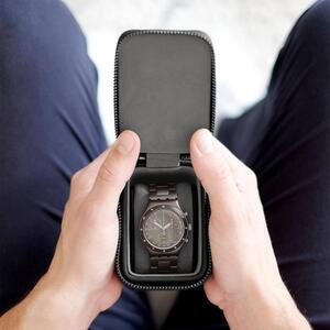 Stackers, Pánská cestovní šperkovnice na hodinky Pebble Black Small Travel Watch Box | černá
