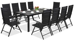 Zahradní nábytek z hliníkového polywoodu s velkým stolem Verona pro 10 osob Black Garden Point