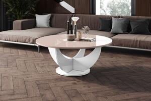 Konferenční stolek Edwin, cappuccino lesk / bílý lesk