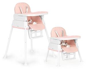 ECOTOYS 3v1 skládací dětská jídelní židlička růžová HA-009 PINK