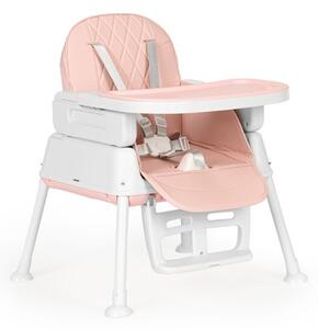 ECOTOYS 3v1 skládací dětská jídelní židlička růžová