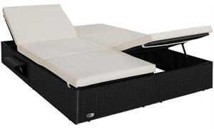 Deuba Ratanová postel černo-krémová - 193x116x33cm
