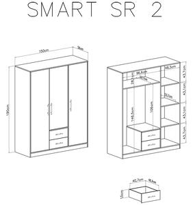 Skříň Smart SRL2 se zrcadlem 150 cm - bílá