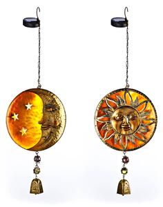 Solární závěsná dekorace Slunce a Měsíc, sada 2 ks, žlutá