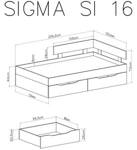 Postel dzieciece Sigma SI16 L/P - Bílý lux / beton
