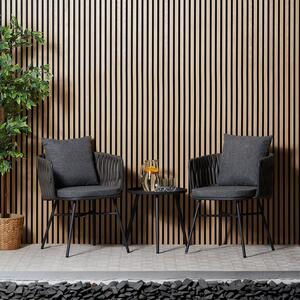 Homestyle4u 2445, 3-dílná sada zahradního nábytku, balkonový nábytek ratan edý, stl a 2 idle